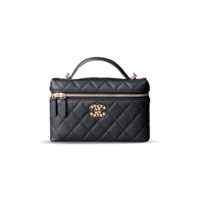 CHANEL 25P LOVE DIAMOND LP LUNCH BOX BAG BLACK AP4407 (19*14*5cm)